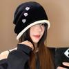 Heart Button Y2k Baggy Cap Curl Brim Pullover Hats Trendy Knitted Beanies Cap  Spring and Autumn