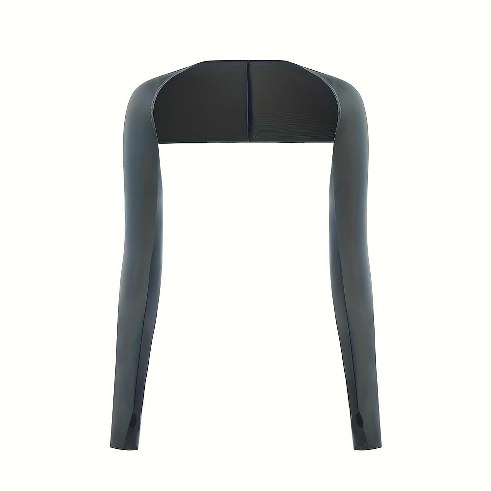 

1 шт. Бесшовные рукава-шаль, Дышащие и удобные эластичные мягкие накидки с длинными рукавами, Однотонные гетры с декоративными манжетами серый