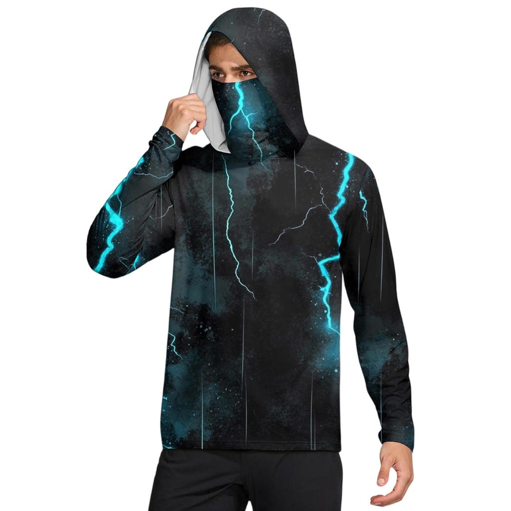 Camisa Masculina com Máscara Leve Manga Comprida com Capuz para Caminhada Pesca Performance