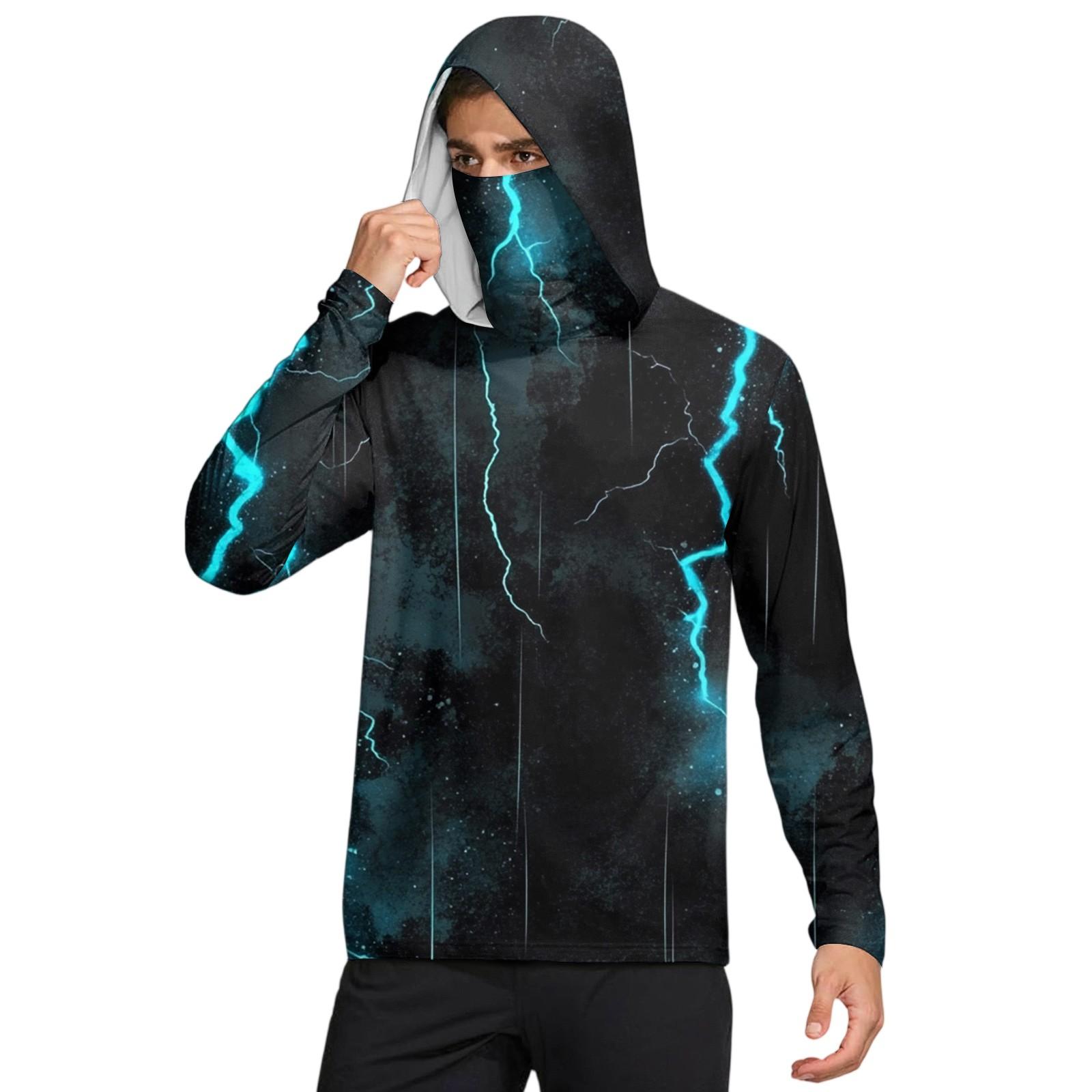 

Мужская рубашка с маской Легкая с длинным рукавом Капюшон Для пеших прогулок Рыбалки Для выступлений XXXL