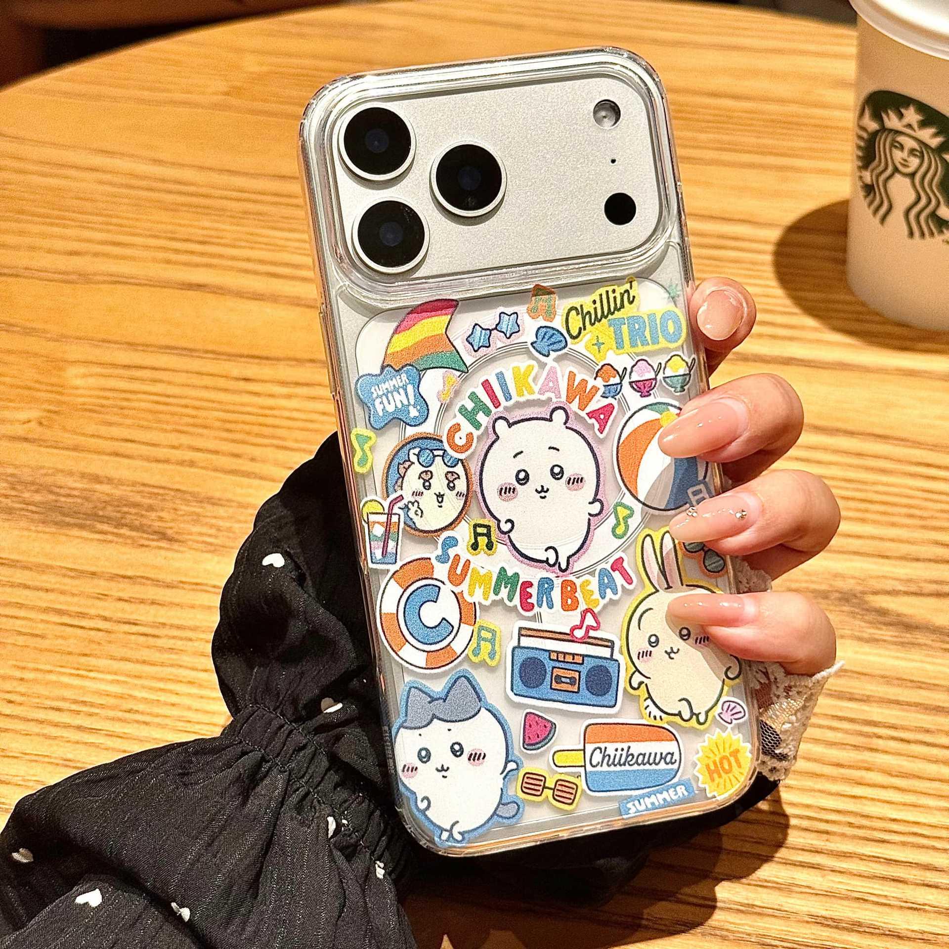 

Graffiti Chiikawa iPhone 17 Phone Case - Apple 16 Pro Max Magnetic Transparent Protective Cover Compatible with iPhone 14, 15 12