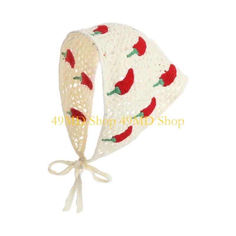 49MD French Crochet Headscarf Hairband for Women Hair Bandanas Ethnic Decorative Headband Bohemian Flower Photo Hair Scarf