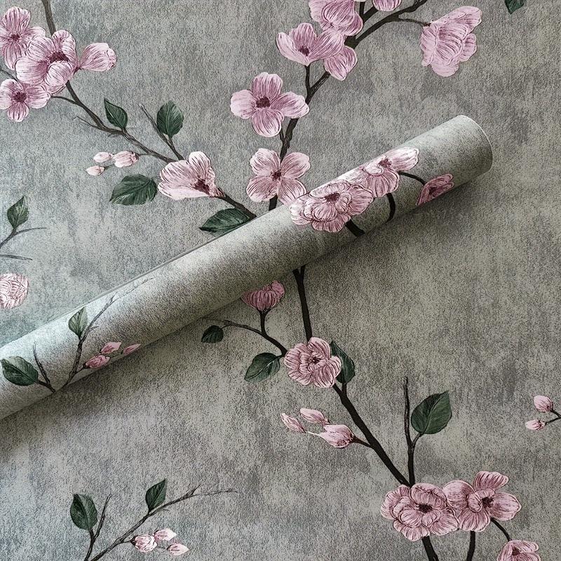 

3M/5M/10M 3D Печатные Винтажные ПВХ Самоклеящиеся Цветочные Обои Съемная Виниловая Пленка 45CM*3M серый/розовый