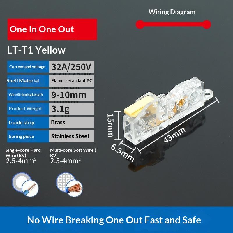 Mini Quick Terminal Block Fast T Type Wire Connector Electric Splice Crimp Non Destructive Without Breaking Cable Insulated Lin