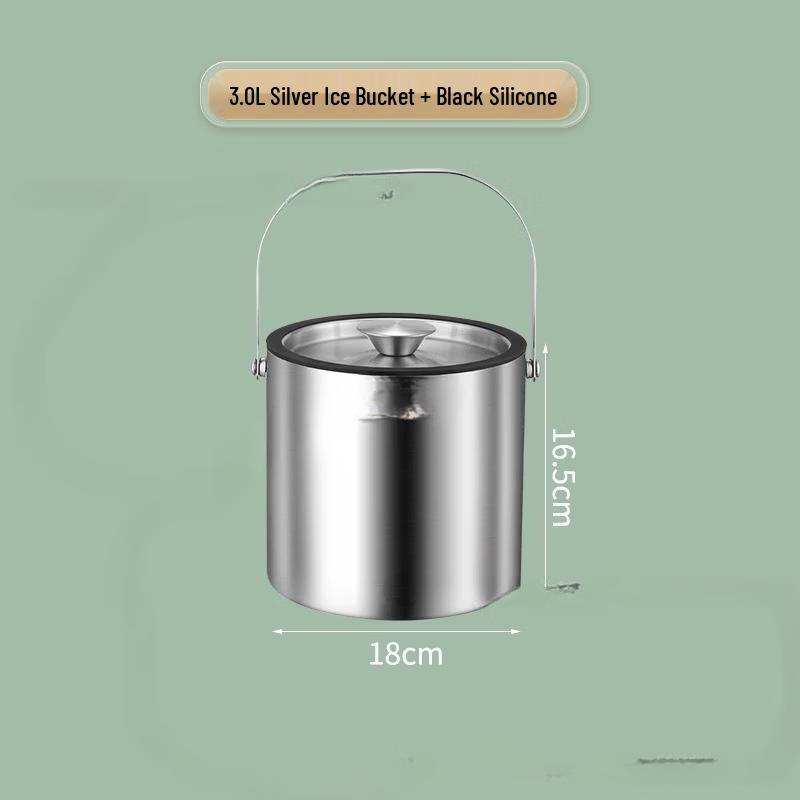 Stainless Steel Double-Layer Ice Bucket