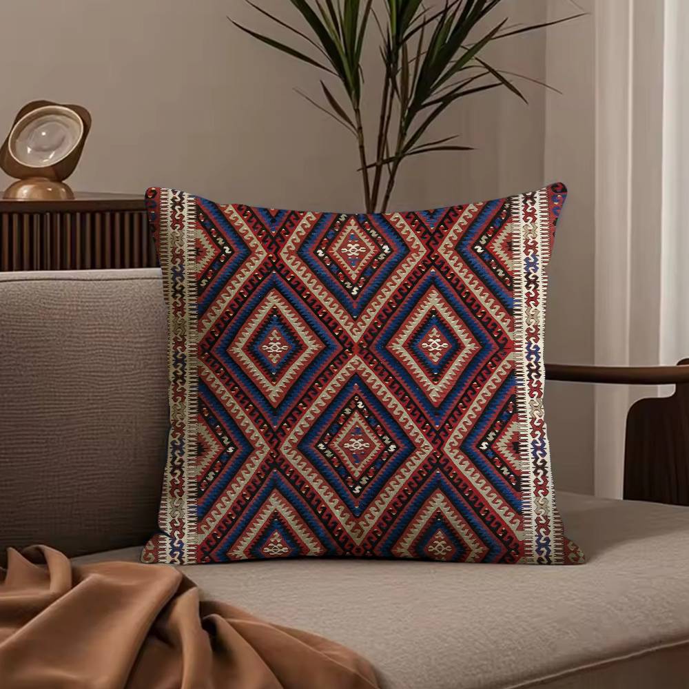 Turkish Kilim Navaho Vintage Pillow Case Anti-dustmite Pillowcase Invisible Zipper Silky Short Plush Sofa Cushion Cover