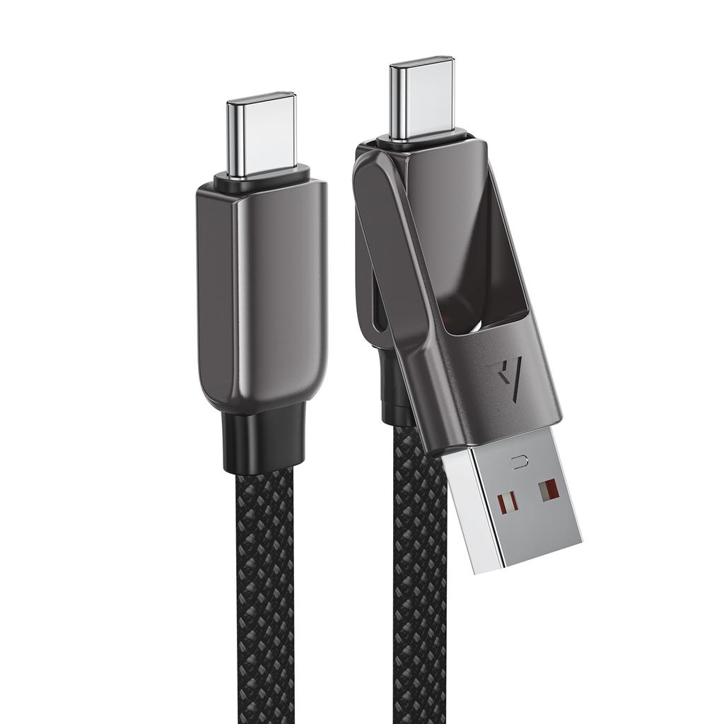 Cable USB-C - USB-A / USB-C 480Mb/s 3A 1.2m - black