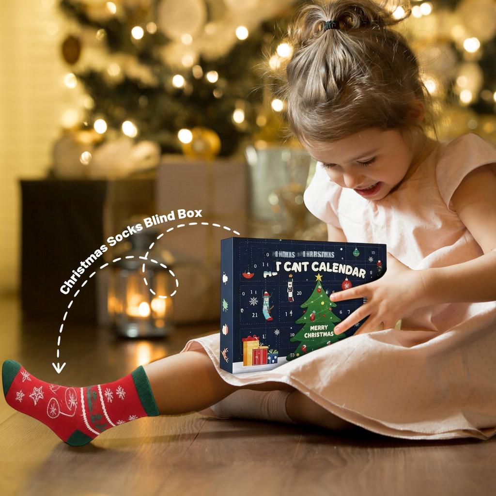 3D Stereo Blindbox Airplane BoxChristmas Eve 24*pcAutumnand Winter Middle-tube Socks Countdown 24 Gift Calendar Box Unisex Couple Socks