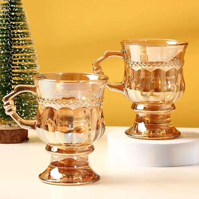 Tall Coffee Glass Mugs Heat Resistant Design Decorative Cup For Tea Coffee