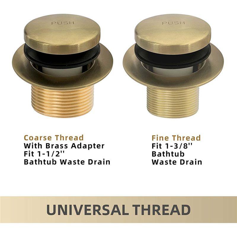 A84E-1Set Bathtub Drain Gold Tip Toe Bath Tub Drain Kit With Two-Hole Overflow Faceplate Bath Tub Drain Set Stainless Steel + Co
