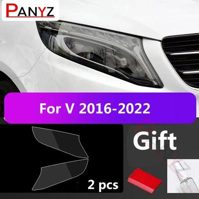 2Pcs Car Headlight Protective Film For Mercedes Benz W447 V 250 D TPU Black Sticker Transparent Decoration Accessories