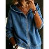 VEZFAA  Women's Fashion Casual Plaid Print Spring Fall Long Sleeve Hooded Jackets & Coats