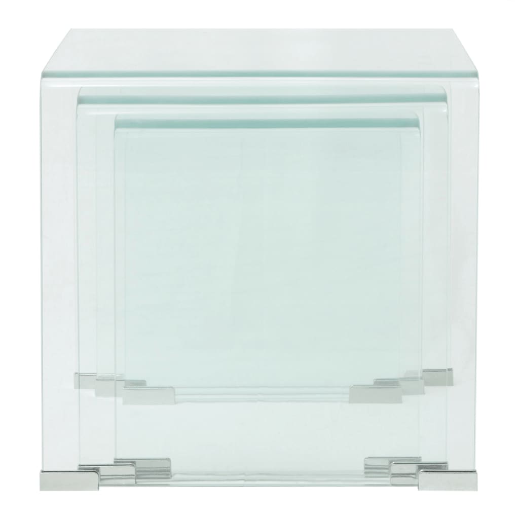  Set of 3 Nesting Tables, Tempered Glass