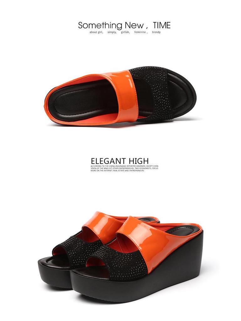 2025 Women's Korean-Style Peep-Toe Wedge Heel Slippers