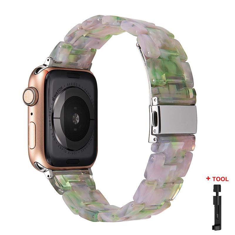 Resin Strap for Apple Watch Band 44mm 40mm 45mm 41mm 38mm 42mm Bracelet Correa iWatch Series 3 4 5 6 Se 7 Replacement Watchband