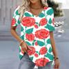 New 3D Floral Printed Women Short Sleeves Tops Fashion Casual Breathable T-shirts Tops Summer Ladies V-neck Tees Shirts Blouse