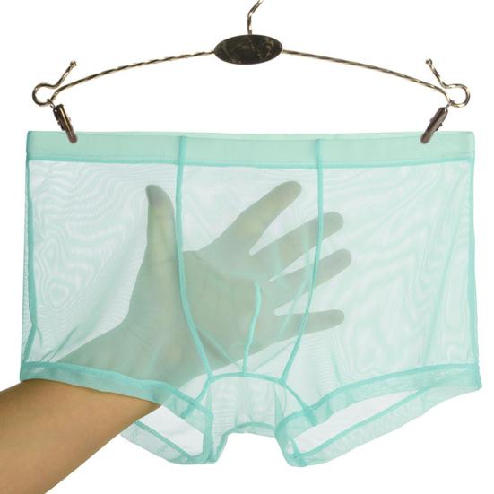 Men Underpants Breathable Solid Color Lint Free Friendly to Skin Elastic Waist Inside Wearing Polyester Quick Dry Mesh Men Boxers Underpants Gift