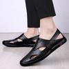 Atmungsaktive Sandalen Herren trendige Taschenkopf Sportschuhe Lochschuhe Herren Lederschuhe Weichleder Herren Freizeitschuhe für den Strand