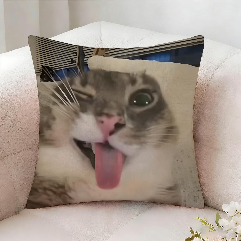 Cat Funny MEME Pillow Case Pillowcase Doublesided Printed Sofa Cushion Bedroom Headboard Pillow