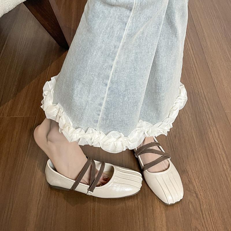 

Round Toe Shallow Toe Shoes Women s Shoes Retro Flat Single Shoes 35 абрикосовий