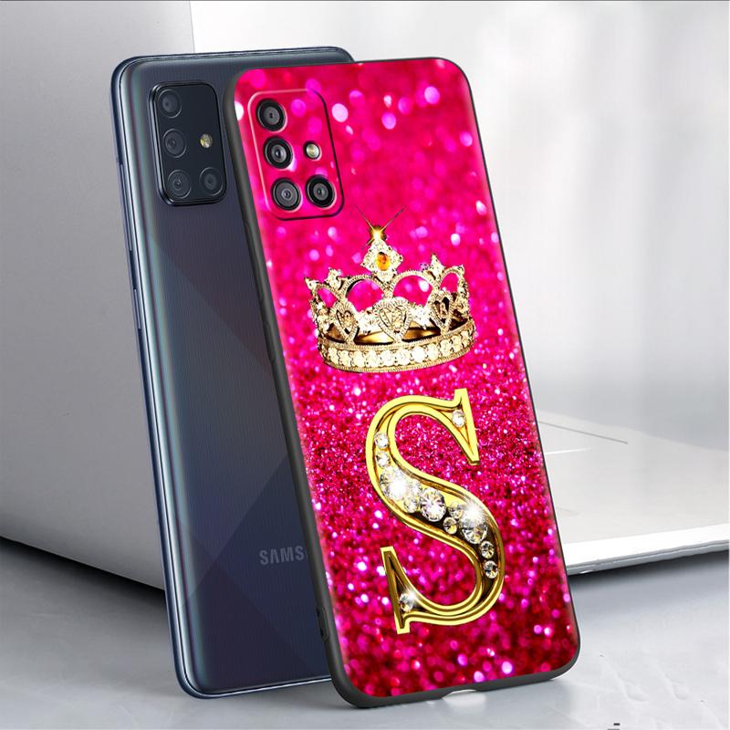 Pink Diamonds Letter Case For Samsung Galaxy A54 A52 A14 5G A53 A12 A13 A71 A23 A34 A33 A21s Phone Cover