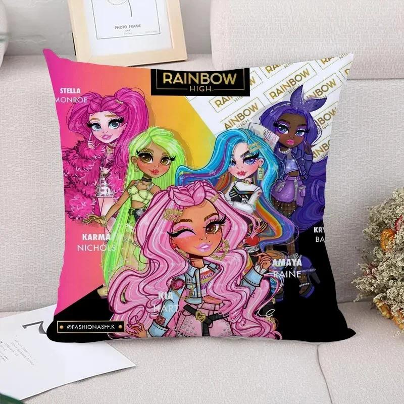 Rainbow High Decorative Cushion Covers for Bed Pillows Couple Pillow Pillowcases Sofa Cushions Car Decoration Pilow Cases