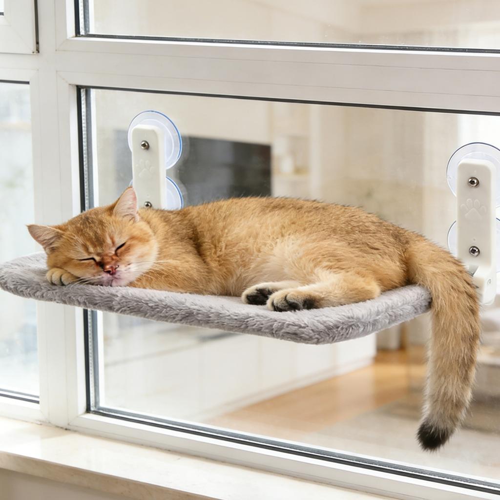 Window Mounted Cats  - Removable Foldable Cats With Strong Suction Cups, Breathable & Plush Pet Window Bed For Sunbathing, Space-Saving Cats Window