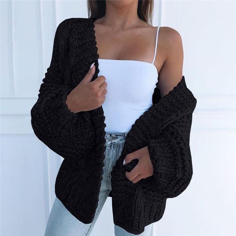 

Winter Autumn Women s Cardigan Knitted Sweater Lady V-neck Slim Long Cardigan Warm Outwears Women s Knitted Sweaters T-Shirts 5XL чорний