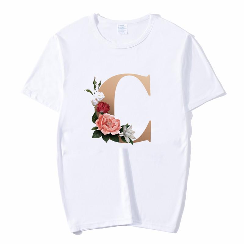 Summer A To Z 26 Alphabet Print Tshirt Cartoon Tees Women Streetwear Funny Casual T