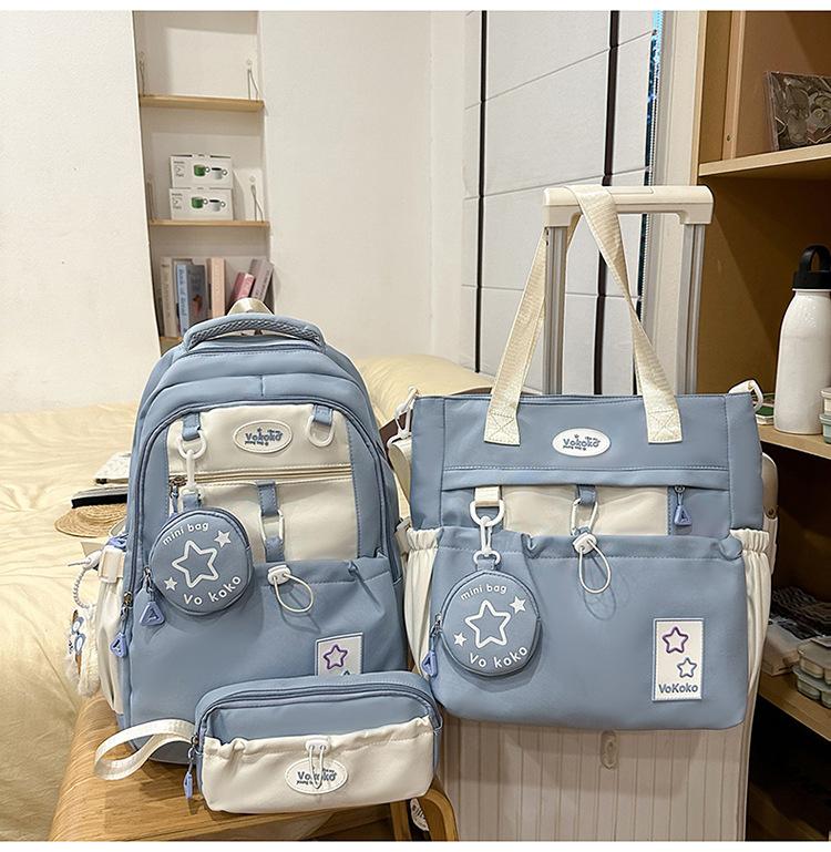 Schoolbag High Value Three-piece Schoolbag Girls Junior High School Students Girls Backpack Ins Large Capacity Primary School Backpack