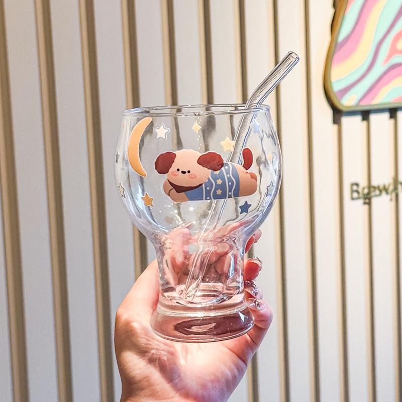High-value cute rabbit glass juice milk cup household beer cup girls birthday gift gift box