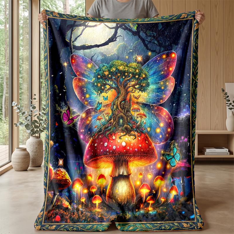 Fairy Dreams with Butterflies Theme Blanket Lightweight Warm Flannel Blanket Decorative Throw Blanket for Home Decoration