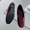 Mode Neues Schuhwerk Weinrot Damen Ballerinas Mary Janes Designerschuhe Damen Runde Zehenpartie Mode Flach Schnalle Damen Ballerinas mit Schuhen