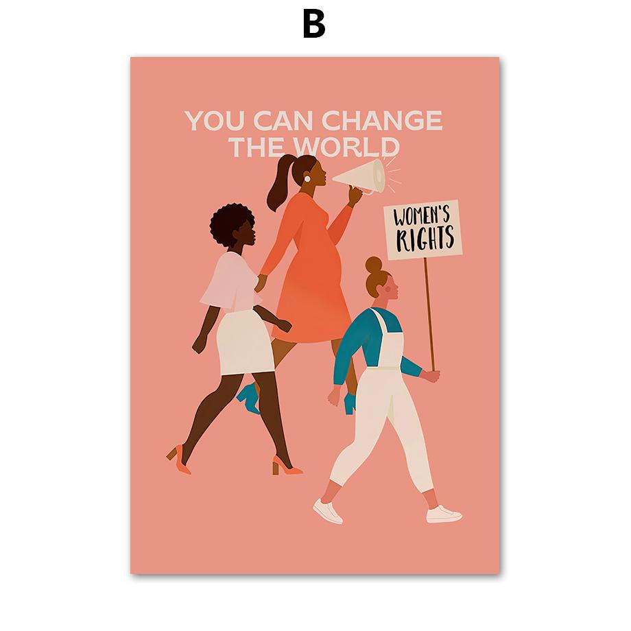 Poster e stampe femministe Girl Power Empowered Equality Nordic Wall Art Canvas Painting Immagini murali per l'arredamento del soggiorno