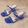 Style High Heel Luxury Female Dress Sandalias De Mujer Slides Women Retro Elegant Square Toe Slippers Women Design Strange Shoes