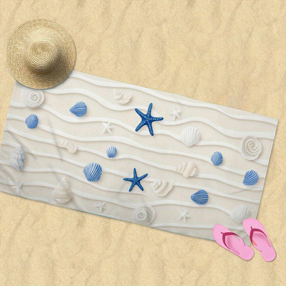 1 Quick Dry Lightweight Extra Large Beach Towel With Bright Shell And Starfish Design - Great For The Beach, Travel, Camping