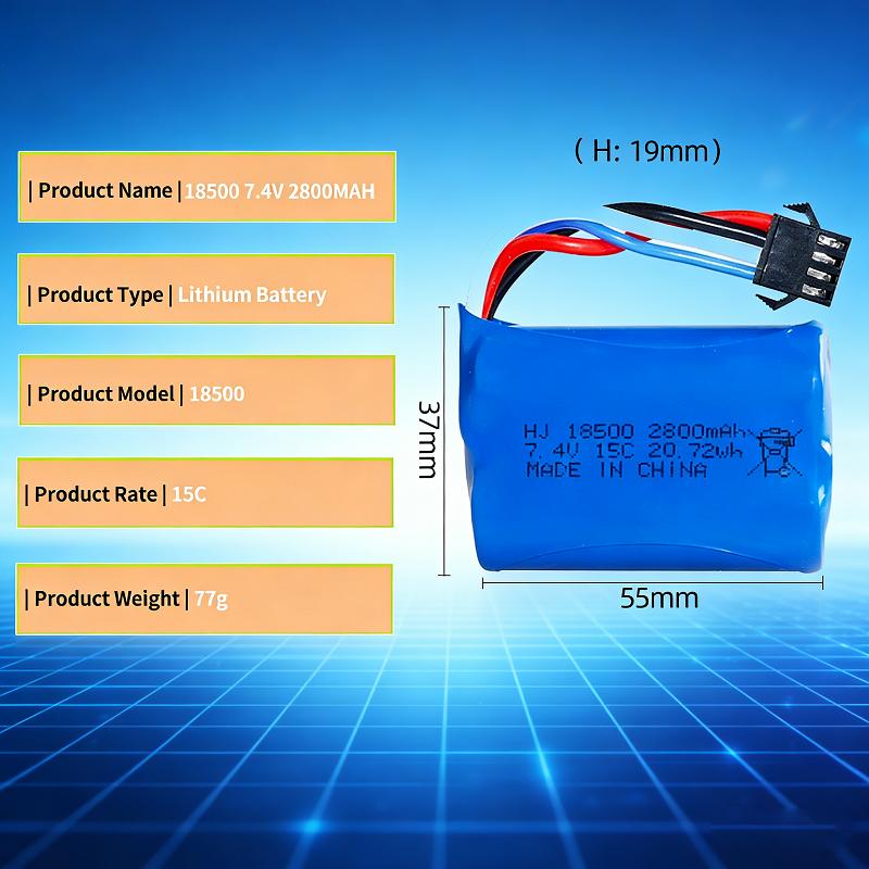 1-3PCS Battery Charging Set 18500 7.4V 2800mAh 15C Suitable For Remote Control Vehicles Off-road Vehicles High-speed Car T SM