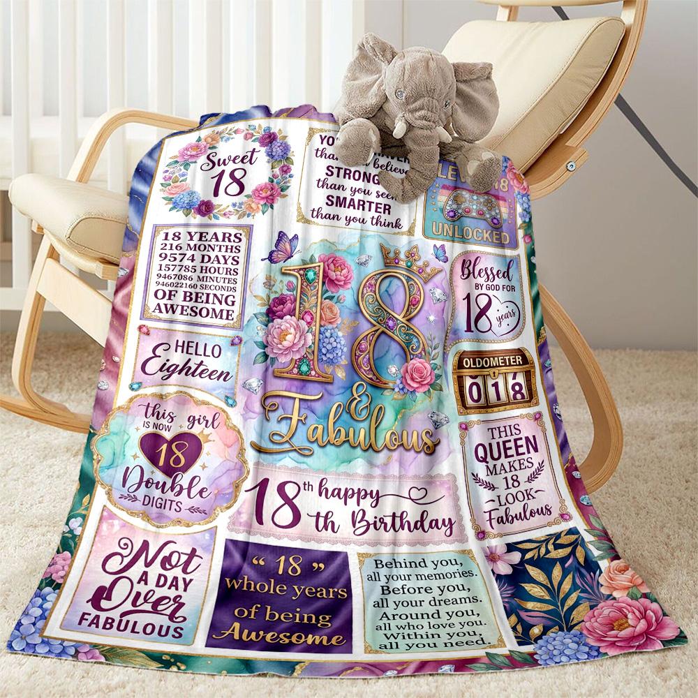 Süße 18. Geburtstags-Flaneldecke - Weich und geeignet für Sofas, Betten, Büros, Reisen, alle Jahreszeiten, tolles Geschenk für Feiertage und Geburtstage.