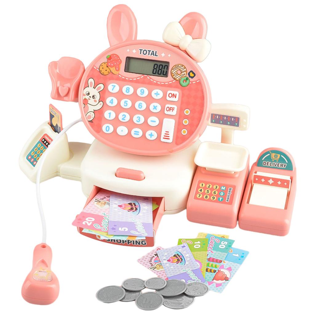 Kids Cash Register Pretend Play Toy Playhouse Roleplay Toy Realistic Checkout Counter Education Toy for Children 4 5 6