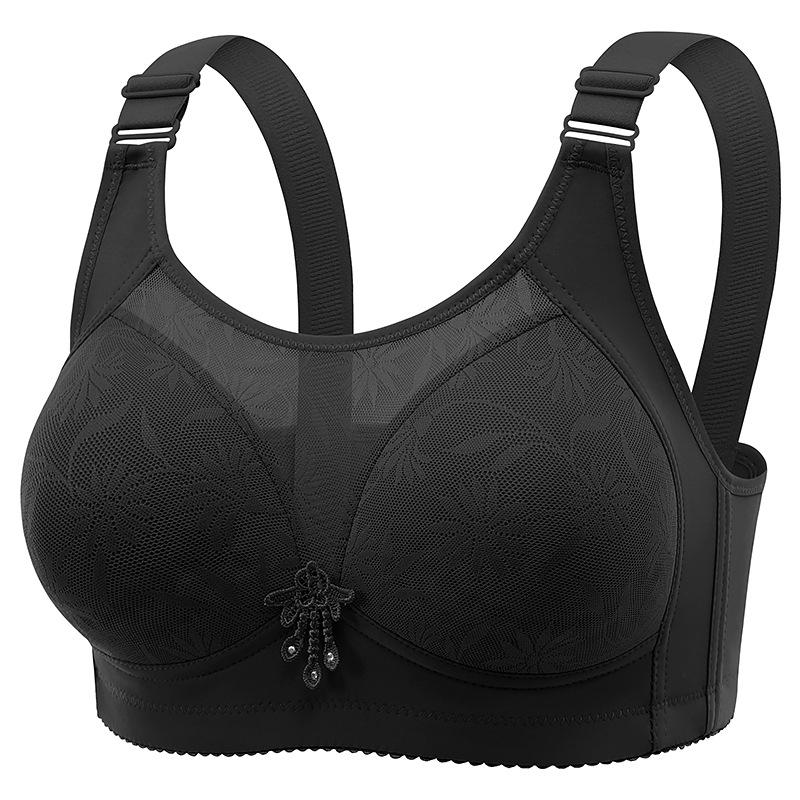 Plus Size Wireless Push-Up Bra: Beautiful Back, Side Support, Breathable Latex Cotton, Comfortable Fit
