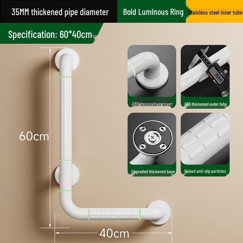 L-Shaped Non-Slip Bathroom Grab Bar for Elderly & Disabled Users