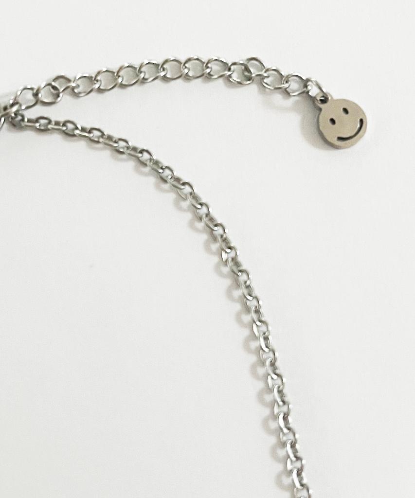 Sk8Er Rock Smiley Key Surgical Steel Necklace ((Steel))