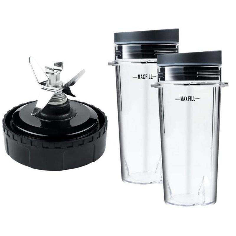 AAAF 16 OZ Cup With Two Lids,6 Fins Blade For Ninja,Blender Replacement Parts Accessories For Ninja BL660 BL770 BL740 Blender NONE