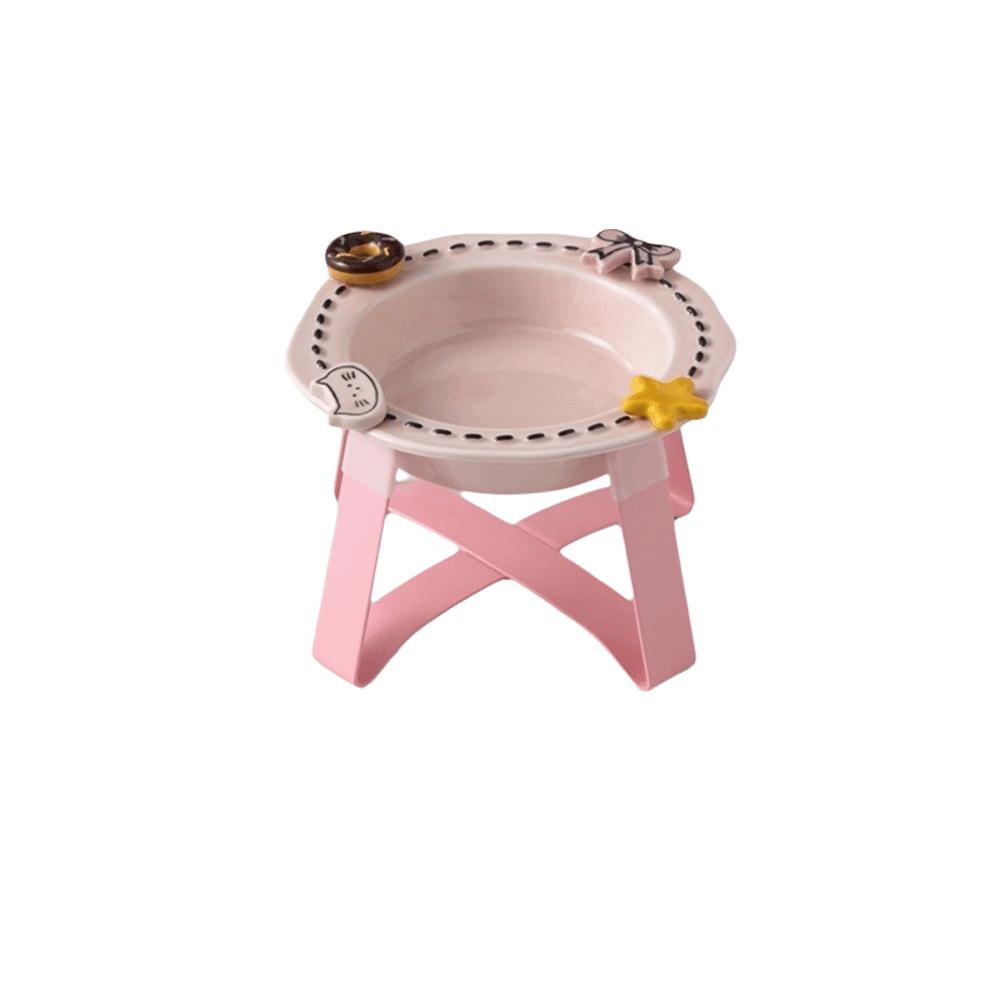 Dopamine Ceramic Pet Food Bowl Resistant Spill with Stand Elevated Pet Bowl Large Caliber Anti Spill Pet Bowl for Cats and Dogs