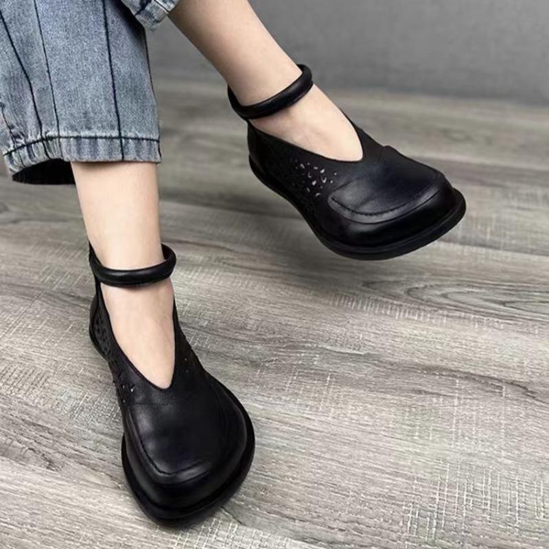 

Модные весенне-летние новые туфли из мягкой кожи с большим круглым носком, вырезом с мелкой горловиной, на низком каблуке, модные комбинированные сандалии-гладиаторы на плоской подошве с задней молнией 35