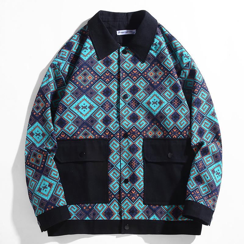 Modna męska jesienna kurtka dżinsowa patchworkowa - Dostępne rozmiary plus