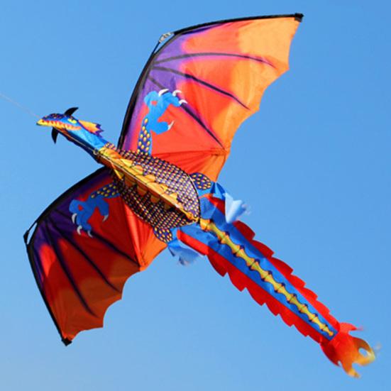Outdoor Colorful 3D Dragon Flying Kite with 100m Tail Line Children Kids Toys