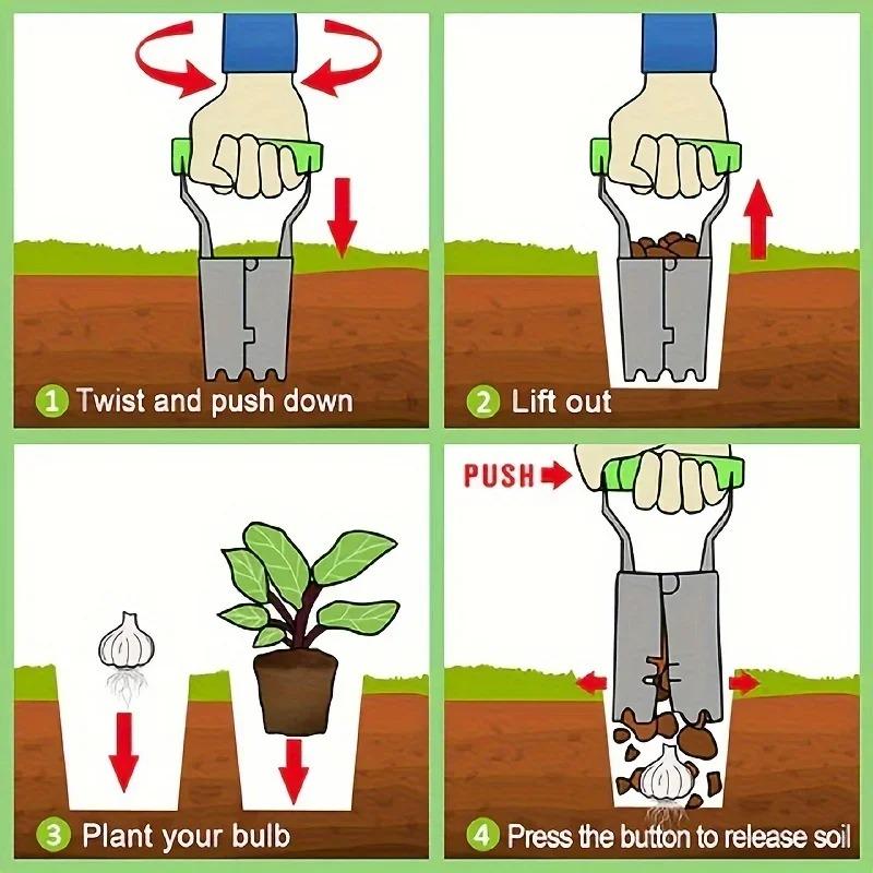 3PCS Upgrade Your Gardening Game With Stainless Steel Seedling Planter Tool Set, Make Planting Easier And More Efficient!