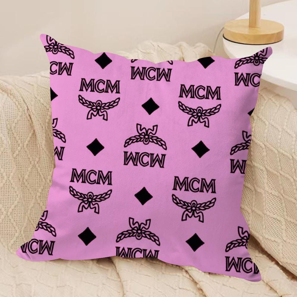 Texture M-C-M Fashion Cushion Cover Soft Plush Fabric Double-Sided Printed Sofa Cushion Cover for All Seasons Home Decor Gift