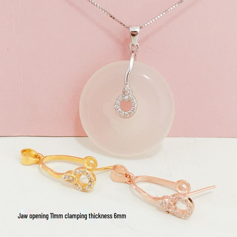 

S925 Sterling Silver Small Safety Clip for Pendant or Jade Crystal лист/ярко-розовый